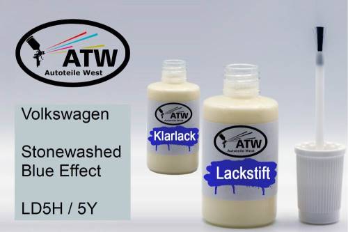 Volkswagen, Stonewashed Blue Effect, LD5H / 5Y: 20ml Lackstift + 20ml Klarlack - Set, von ATW Autoteile West.